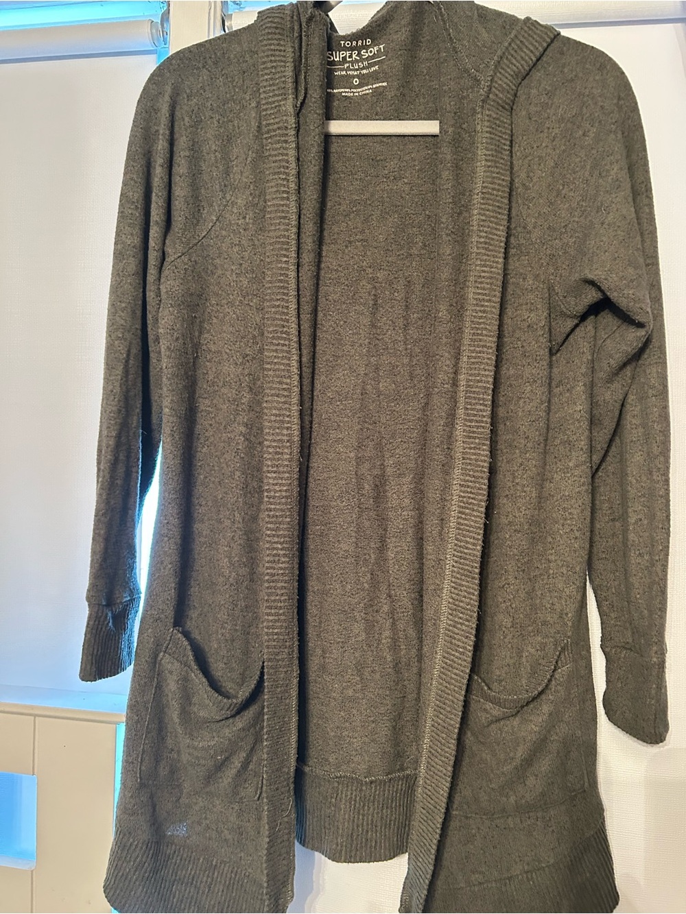 torrid Charcoal Open-Front Hooded Cardigan